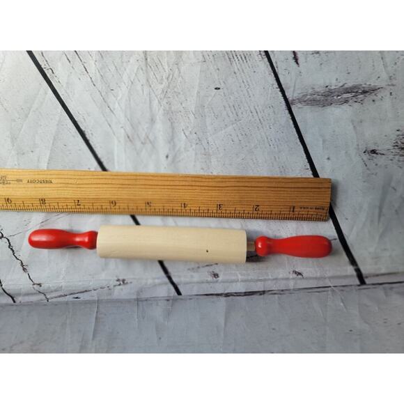 Lot of 12 Kids Wooden Mini Rolling Pins with Red Handles - New - Picture 4 of 5